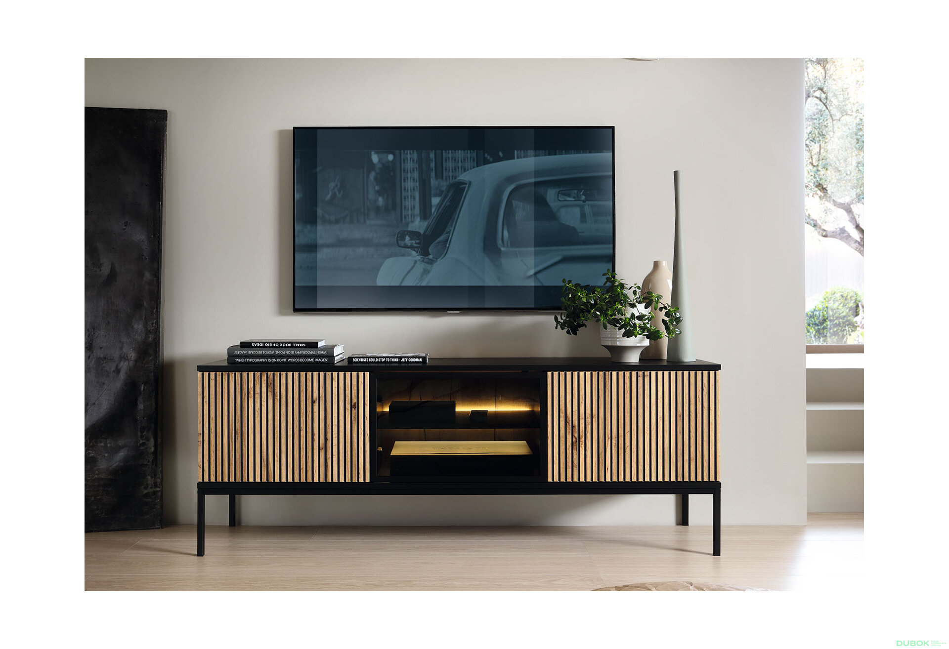 Obrázek 4 - TV stolek RTV154 1 pkt Led Sento černý / dub wotan