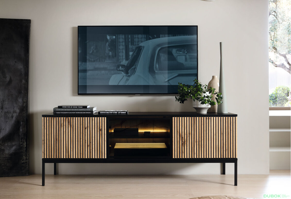 Obrázek 4 - TV stolek RTV154 1 pkt Led Sento černý / dub wotan