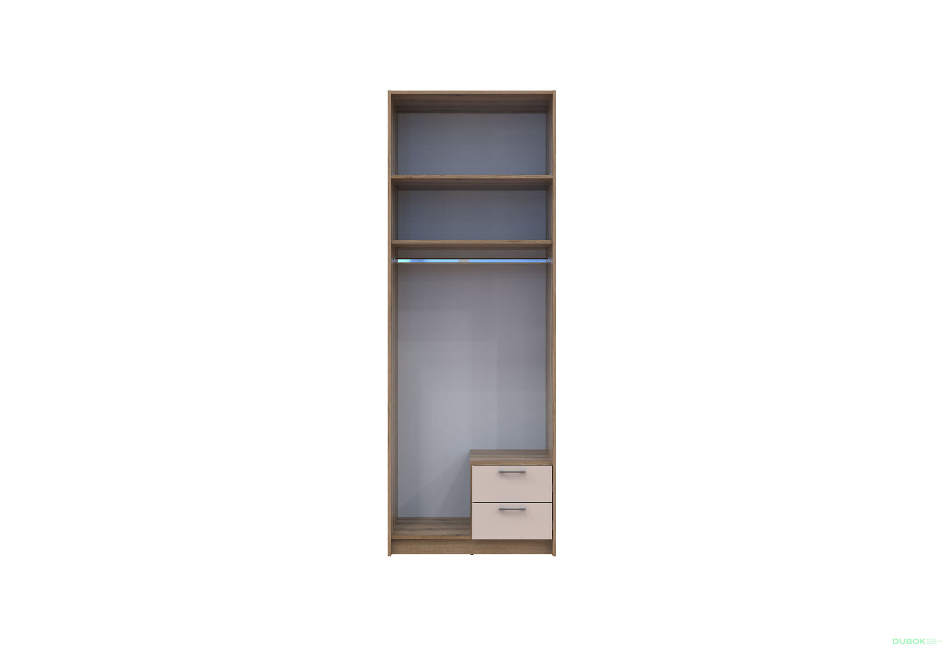 Obrázek 5 - Skříň Rondi 2 dřevotříska s nástavbou dub artisan / kašmír 82x52x236