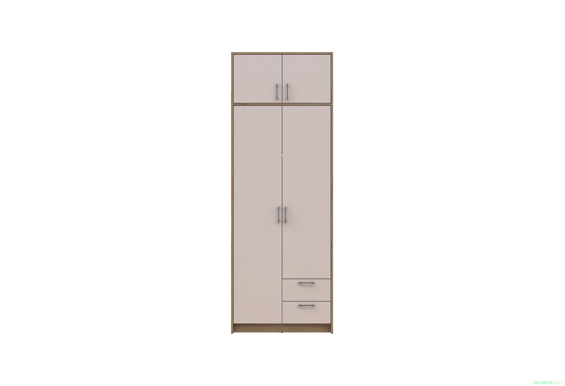 Obrázek 3 - Skříň Rondi 2 dřevotříska s nástavbou dub artisan / kašmír 82x52x236