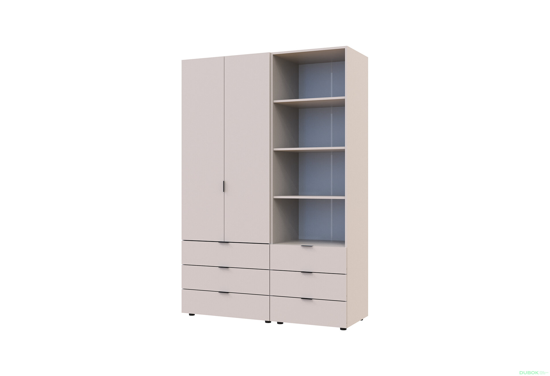 Obrázek 1 - Skříň 2D s regálem se zásuvkami Gelar 137.5 cm kašemír