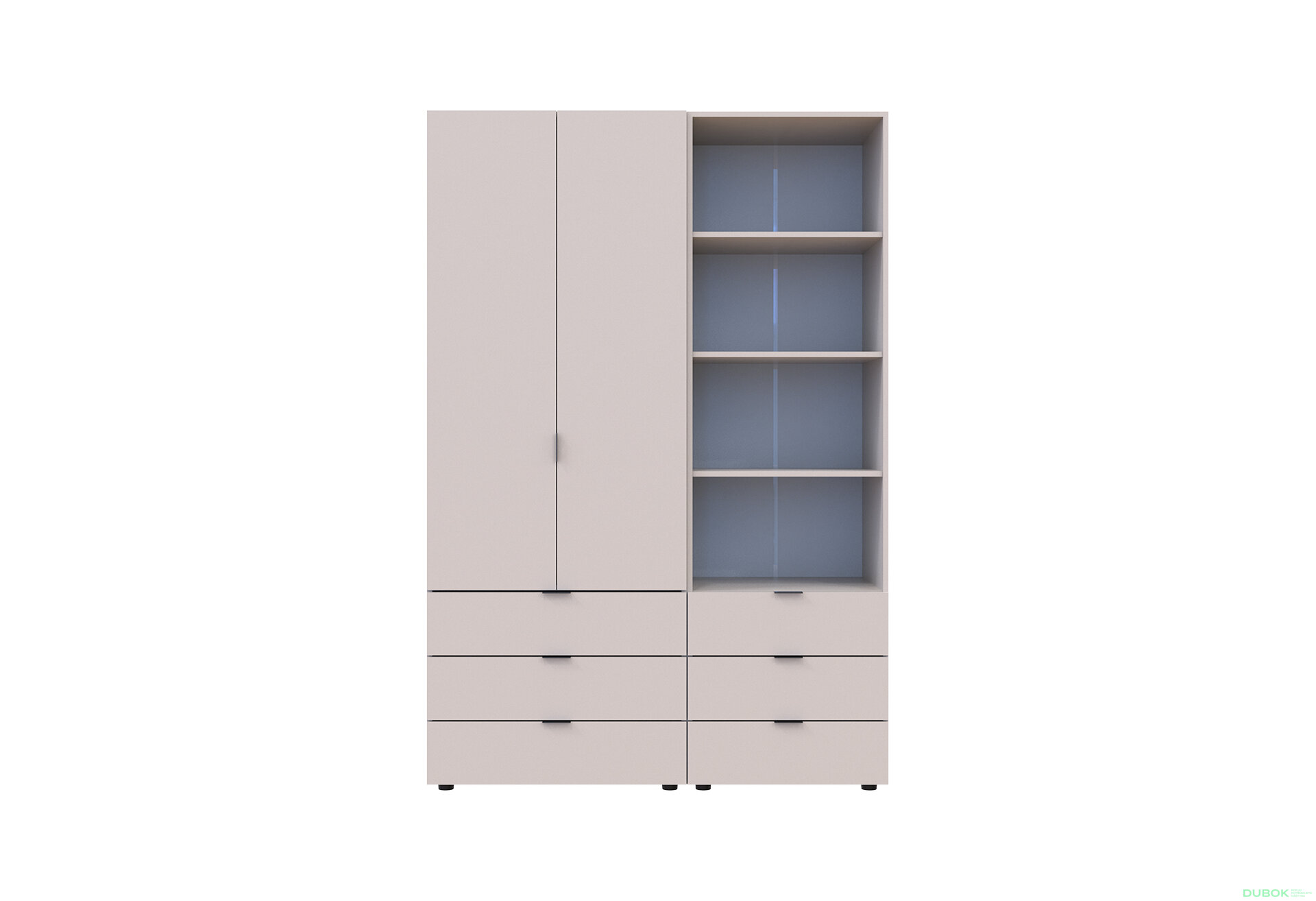 Obrázek 3 - Skříň 2D s regálem se zásuvkami Gelar 137.5 cm kašemír