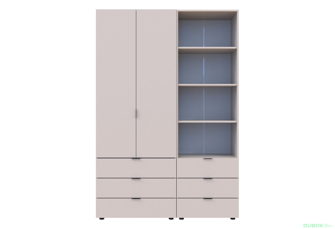 Obrázek 3 - Skříň 2D s regálem se zásuvkami Gelar 137.5 cm kašemír