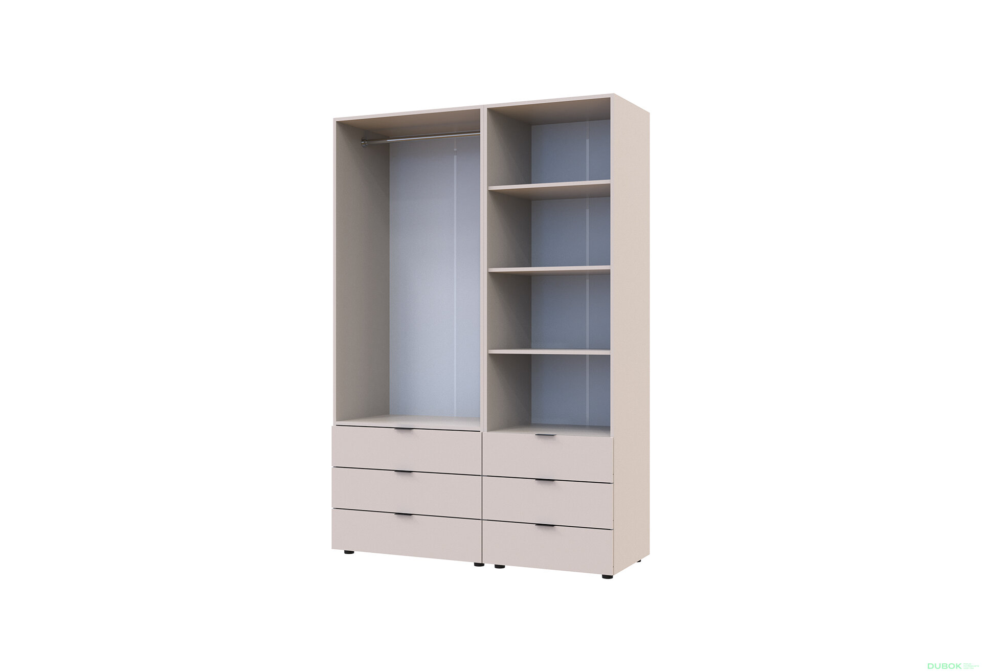 Obrázek 6 - Skříň 2D s regálem se zásuvkami Gelar 137.5 cm kašemír
