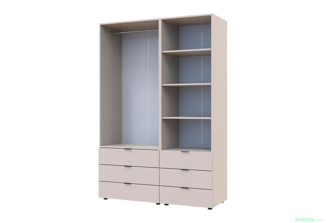 Obrázek 6 - Skříň 2D s regálem se zásuvkami Gelar 137.5 cm kašemír