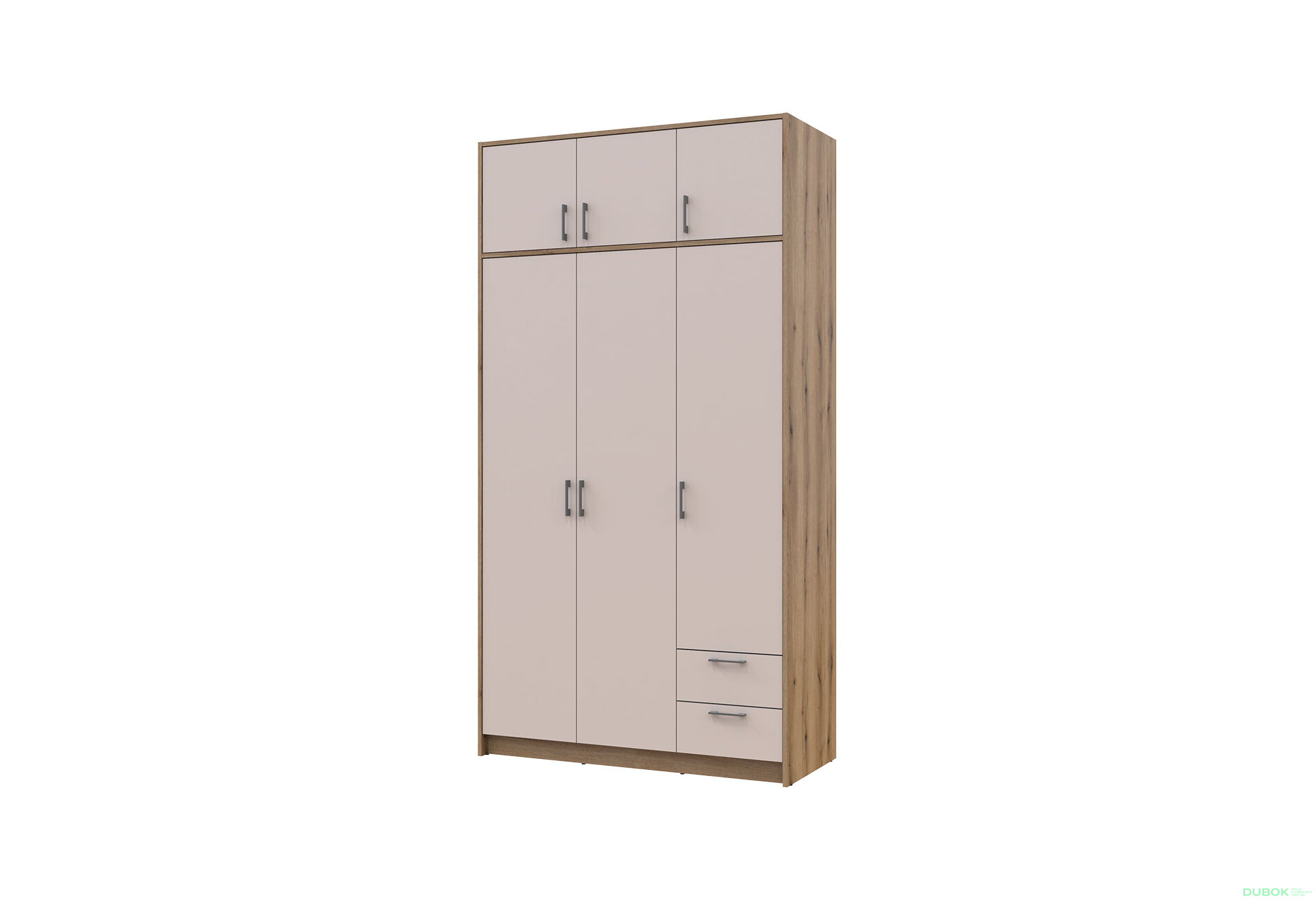 Obrázek 1 - Skříň Rondi 3 dřevotříska s horním prostorem artisan dub / cashmere 121x52x236