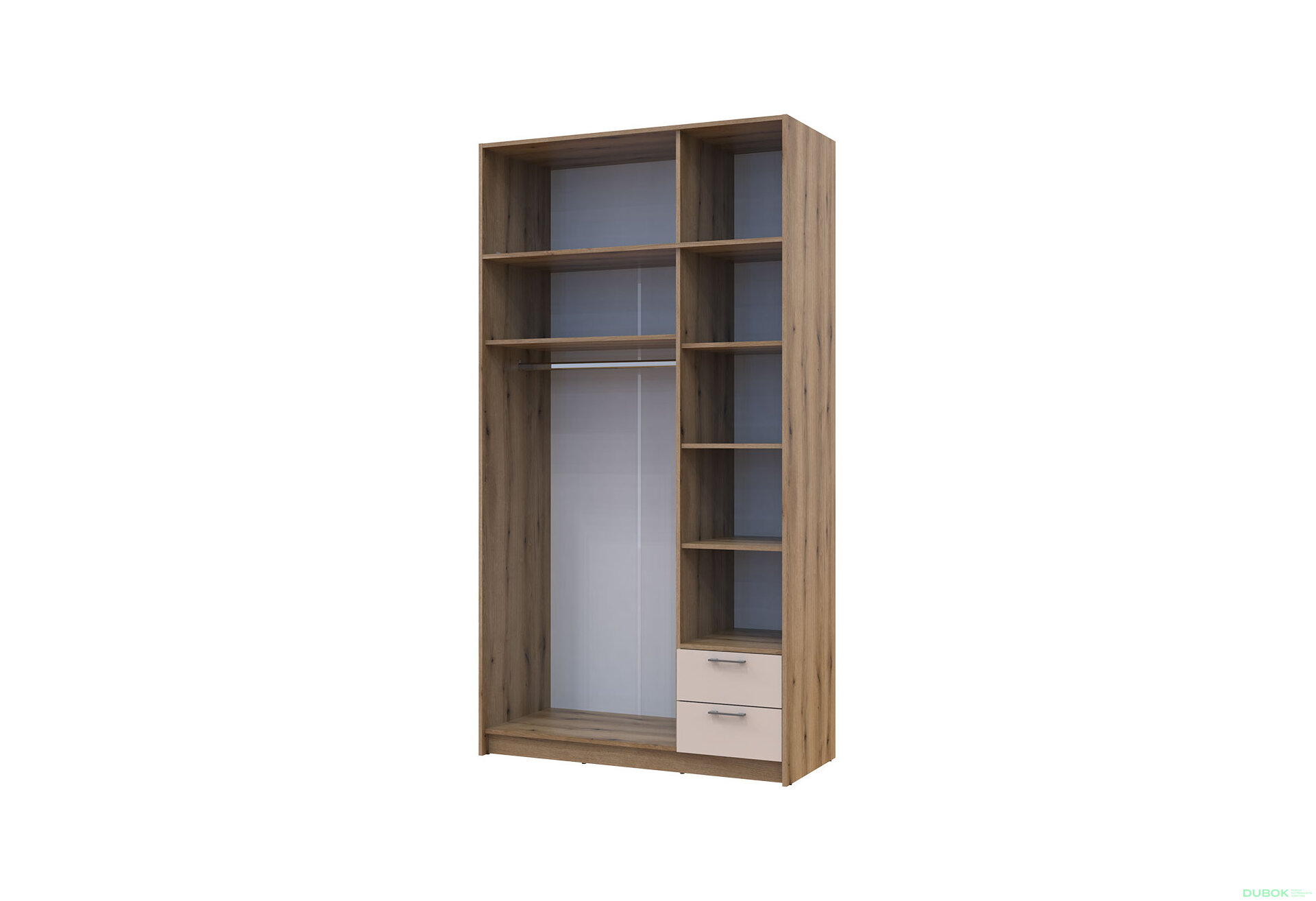Obrázek 6 - Skříň Rondi 3 dřevotříska s horním prostorem artisan dub / cashmere 121x52x236