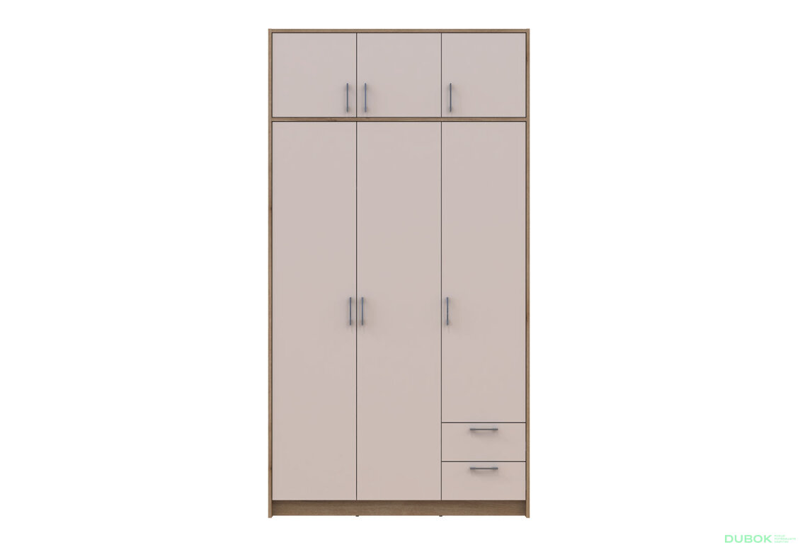 Obrázek 3 - Skříň Rondi 3 dřevotříska s horním prostorem artisan dub / cashmere 121x52x236