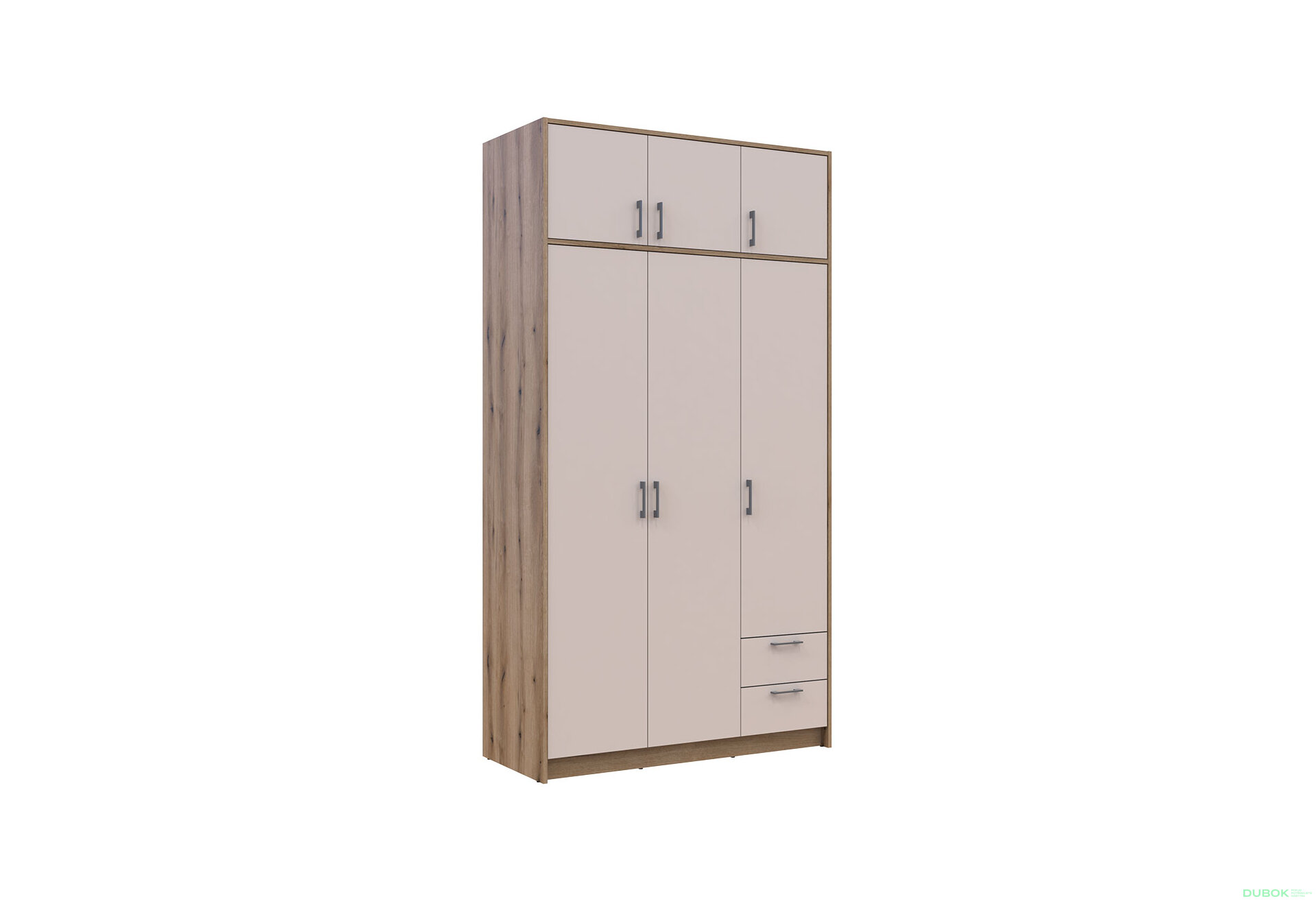 Obrázek 4 - Skříň Rondi 3 dřevotříska s horním prostorem artisan dub / cashmere 121x52x236