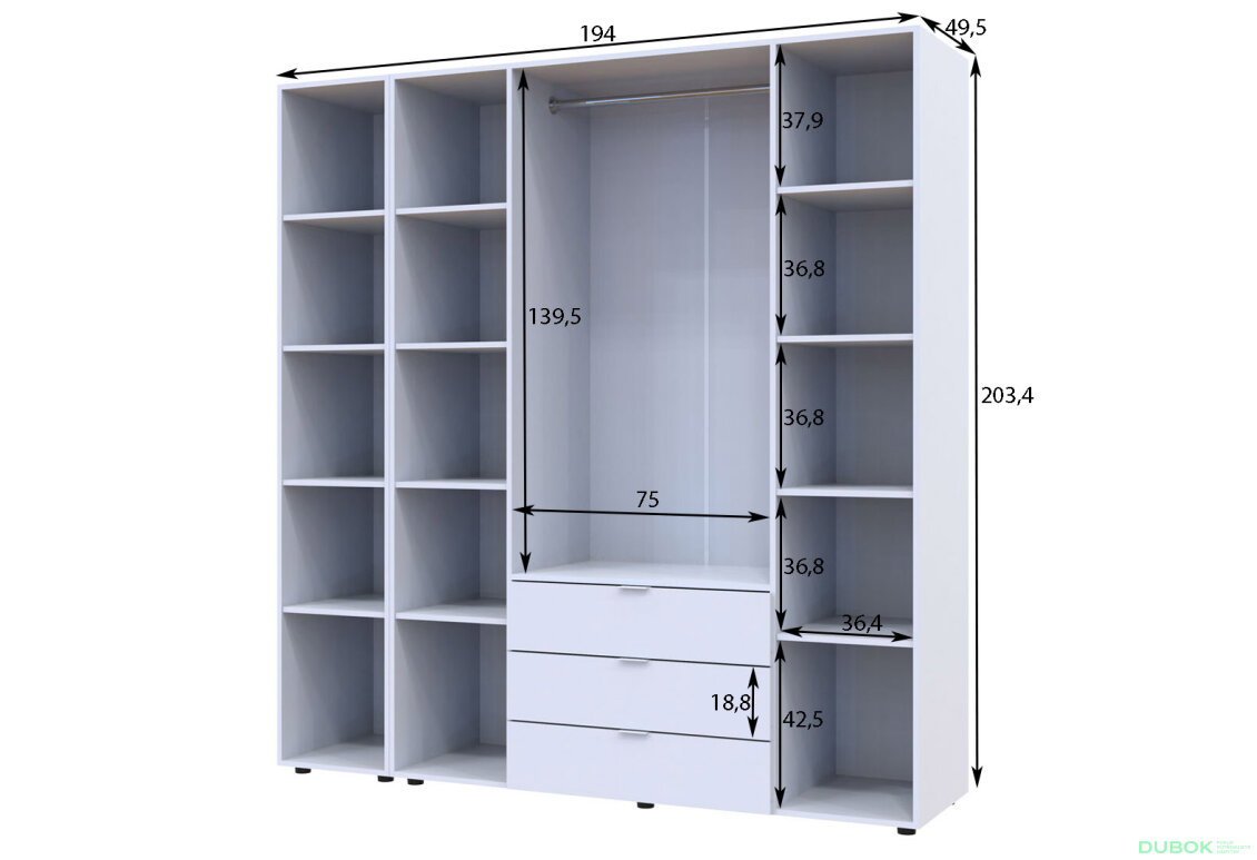 Obrázek 5 - Skříň pětidveřová se zrcadlem Gelar 193.2 cm Grafit
