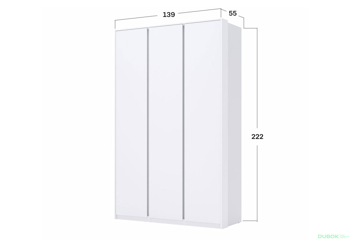 Obrázek 4 - Skříň 3dveřová Bez zrcadel Super Mat Bílá Tibo