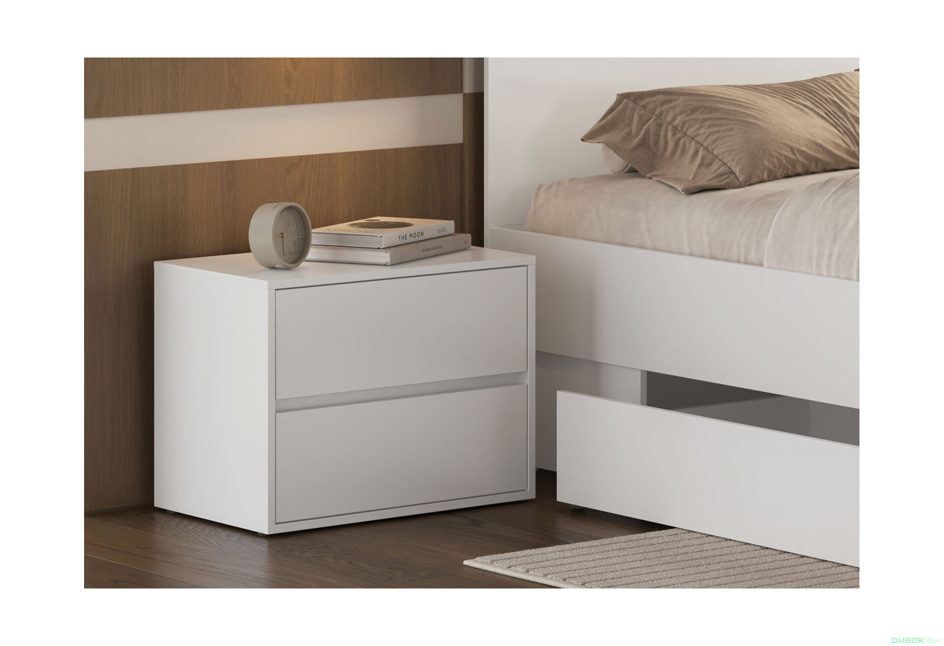 Obrázek 2 - Noční stolek 2šx Super Mat Bílý Tibo