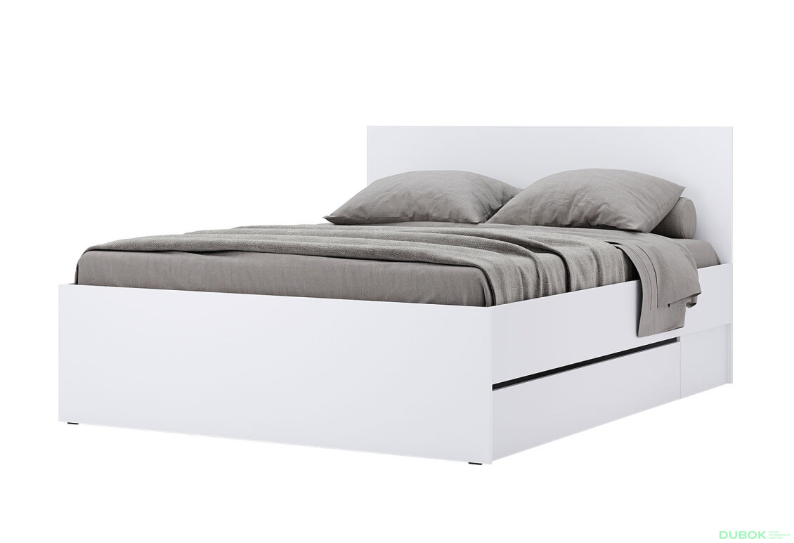 Obrázek 11671 - Postel 1.6x2.0 s šuplíky bez rámu + Možnost Měkká Část Super Mat Bílá Tibo
