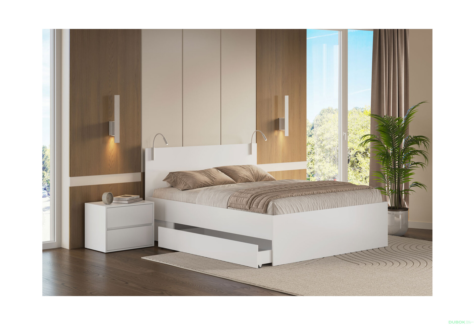 Obrázek 2 - Postel 1.6x2.0 s šuplíky bez rámu Super Mat Bílá Tibo