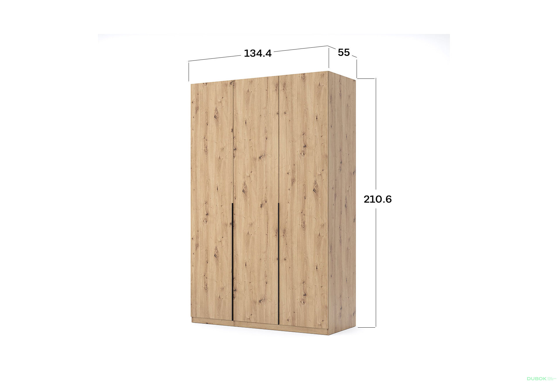 Obrázek 32 - Skříň 3dveřová bez zrcadel, série N, dub artisan Teddy