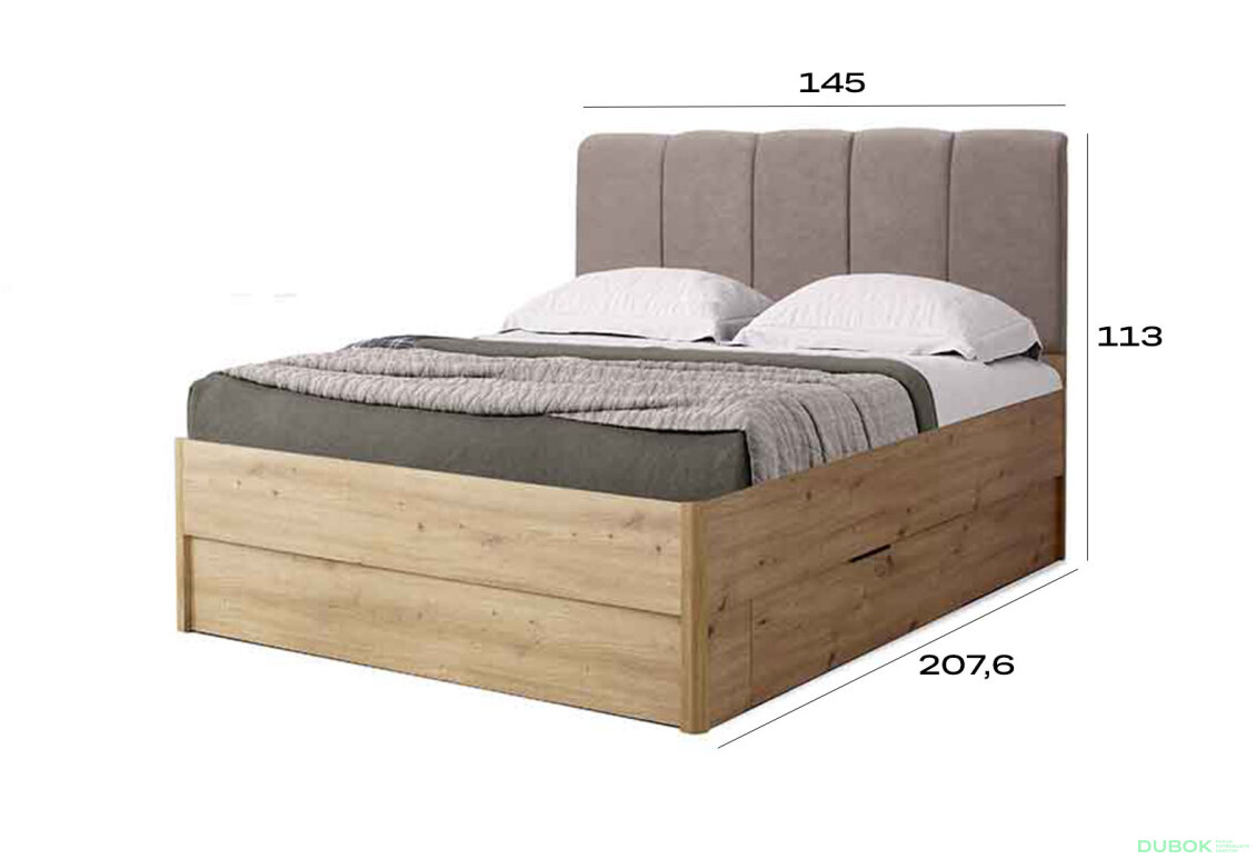Obrázek 4 - Postel 1,4x2,0 s šuplíky bez rámu, dub artisan Teddy
