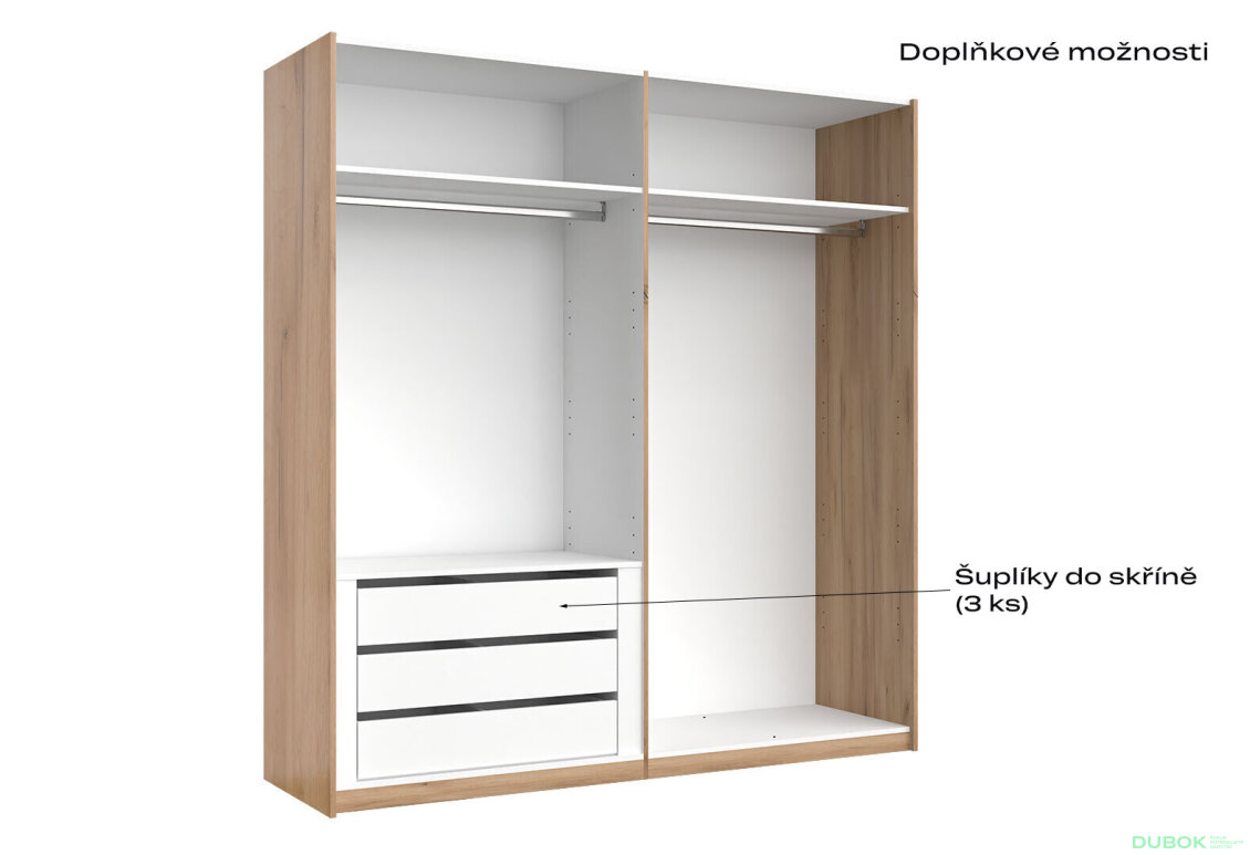 Obrázek 5 - Skříň s posuvnými dveřmi 2.0x2.1 Mat Láva/Dub Kraft, série N Ramona