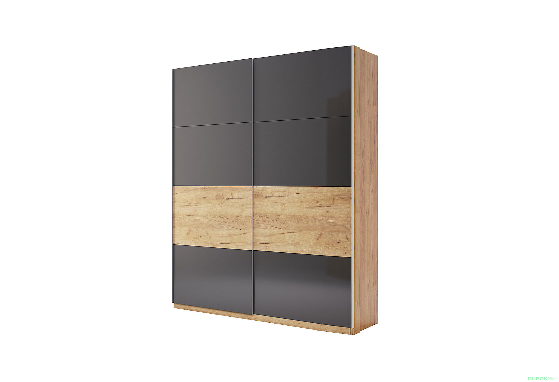 Obrázek 1 - Skříň s posuvnými dveřmi 1.5x2.1 Mat Láva/Dub Kraft, série N Ramona