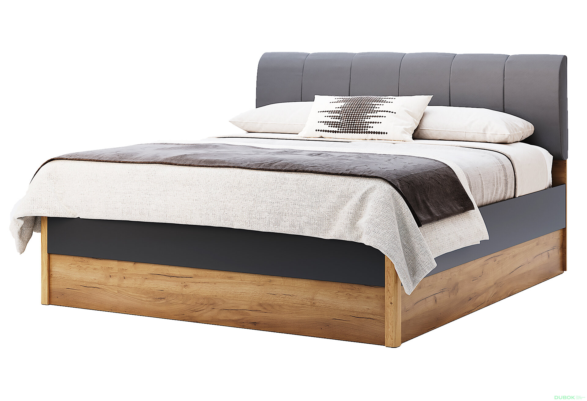 Obrázek 1 - Postel 1.6 měkké čelo s šuplíky, bez rámu dub kraft / Lava Ramona