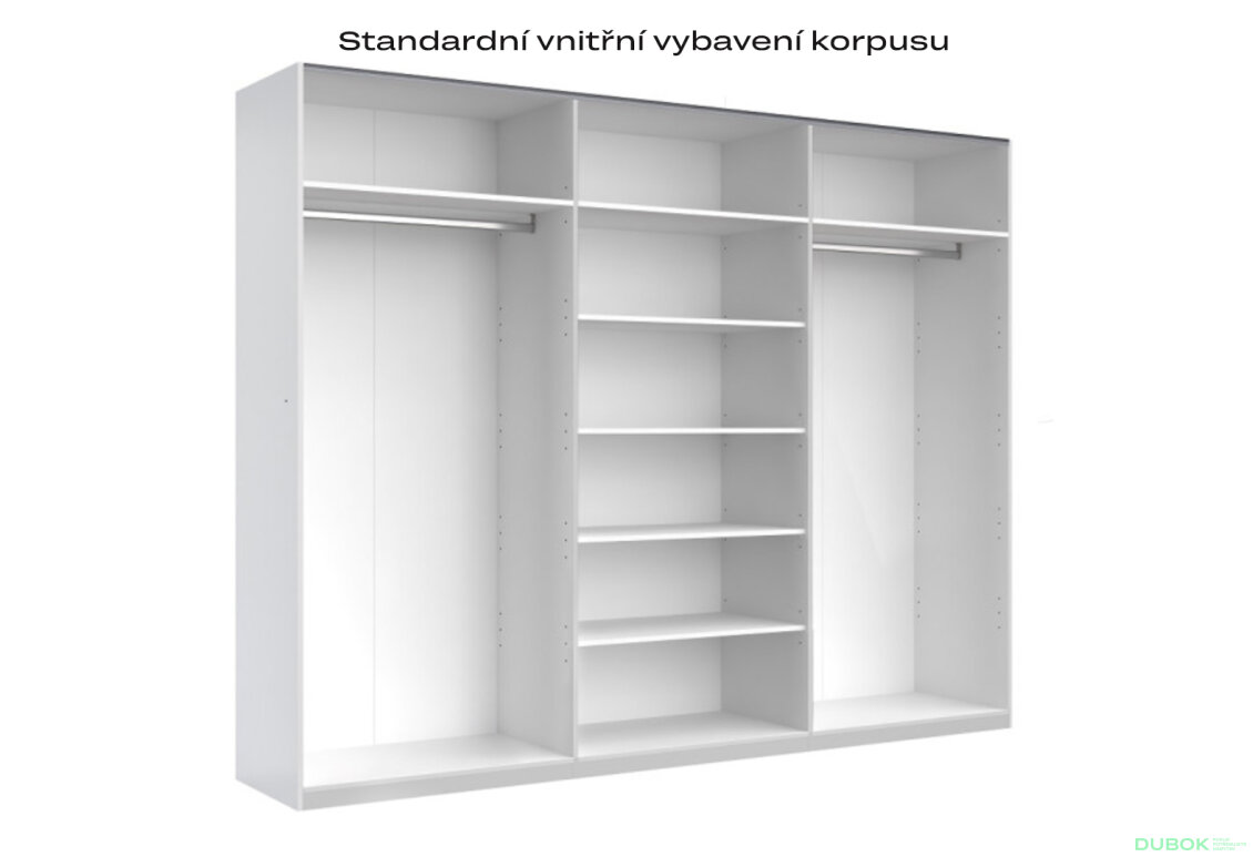 Obrázek 4 - Skříň s posuvnými dveřmi 2,5x2,1 m lesklá šedá / zrcadlo Megy