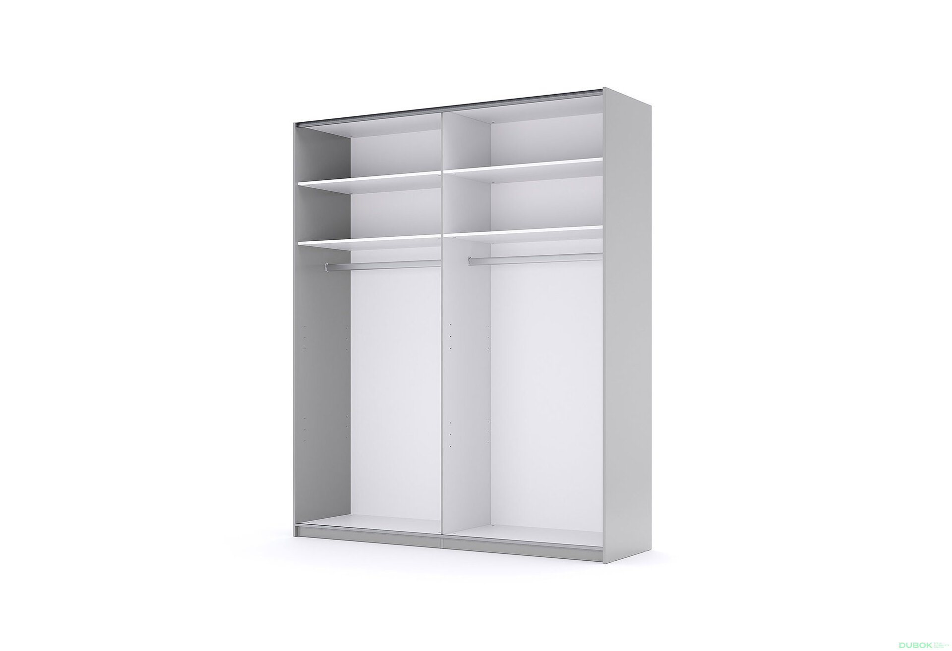 Obrázek 2 - Skříň s posuvnými dveřmi 2.0x2.4 m, šedý lesk / zrcadlo Megy