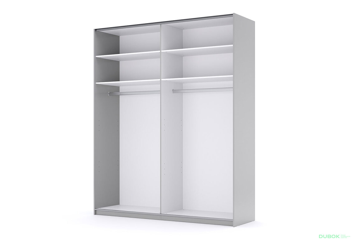 Obrázek 2 - Skříň s posuvnými dveřmi 2.0x2.4 m, šedý lesk / zrcadlo Megy