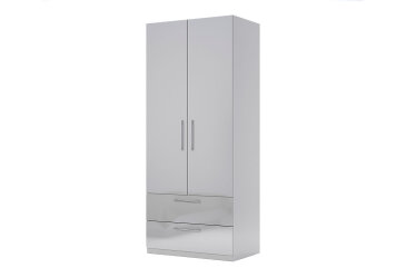 Skříň 2dv 2šx bez zrcadel, série N šedý lesk Megy