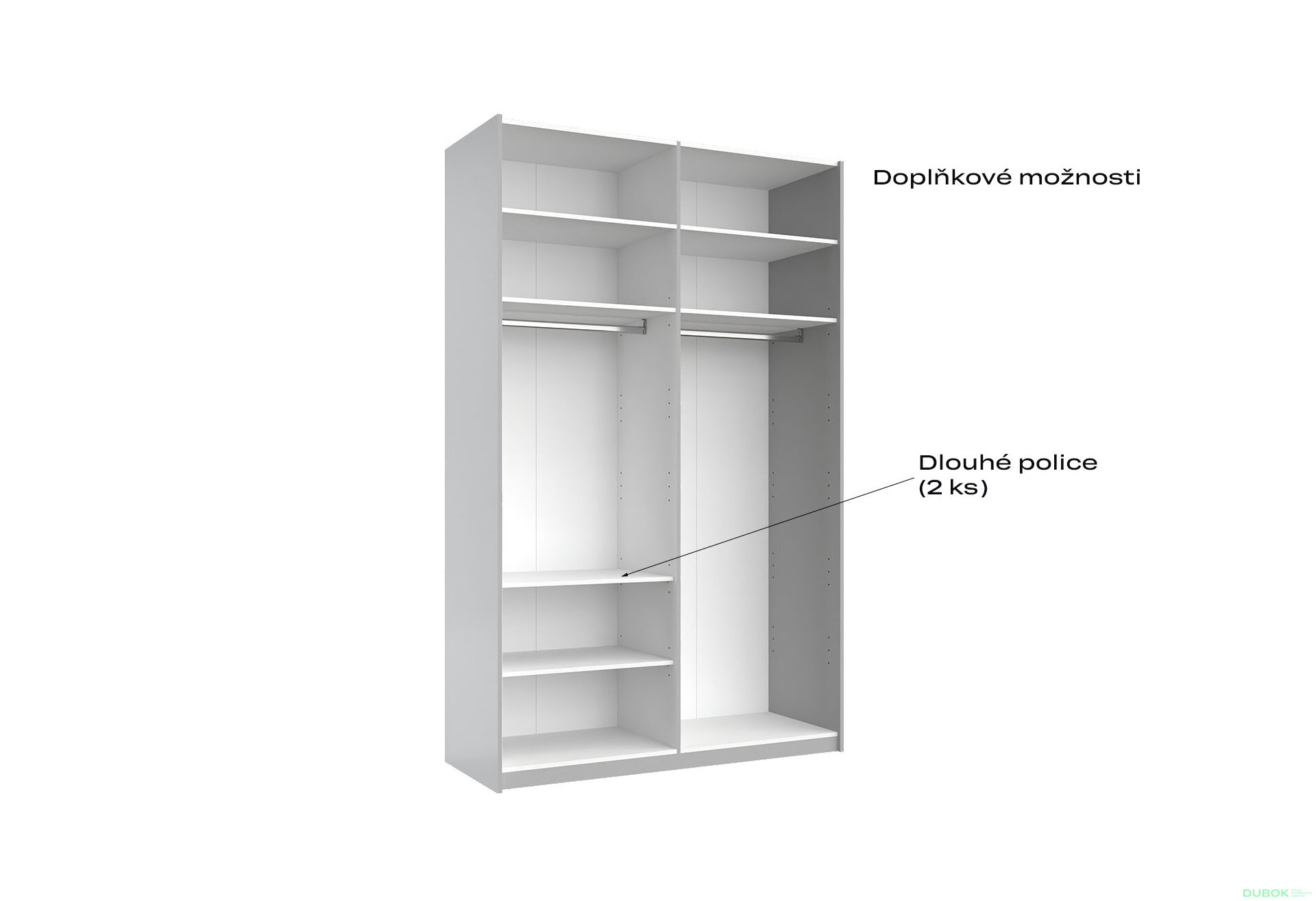 Obrázek 5 - Skříň s posuvnými dveřmi 1,5x2,4 m lesklá / zrcadlo Megy