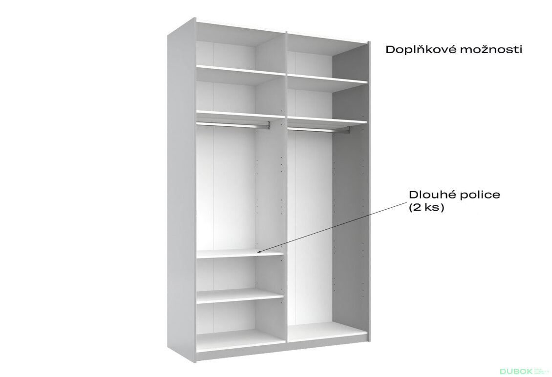 Obrázek 5 - Skříň s posuvnými dveřmi 1,5x2,4 m lesklá / zrcadlo Megy