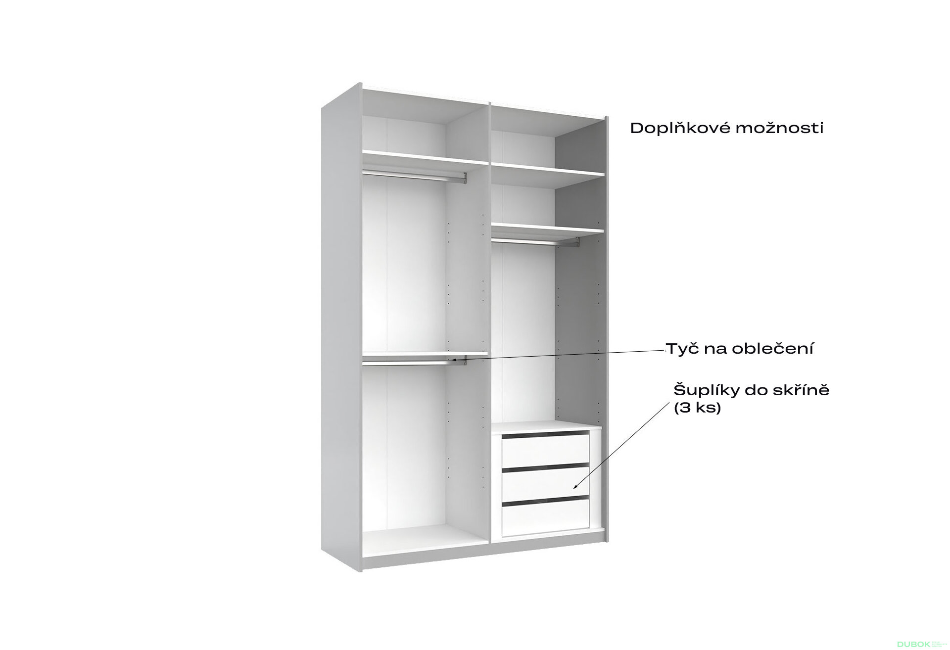 Obrázek 6 - Skříň s posuvnými dveřmi 1,5x2,4 m lesklá / zrcadlo Megy