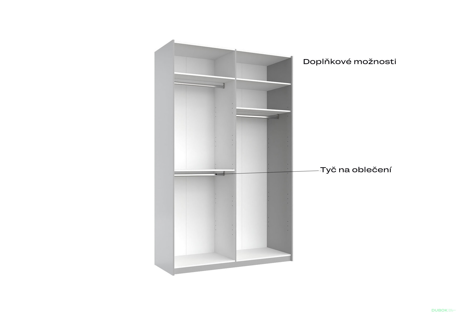 Obrázek 7 - Skříň s posuvnými dveřmi 1,5x2,4 m lesklá / zrcadlo Megy