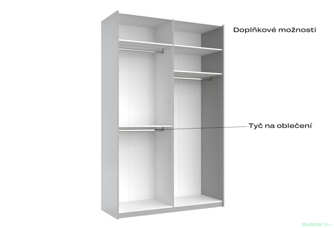 Obrázek 7 - Skříň s posuvnými dveřmi 1,5x2,4 m lesklá / zrcadlo Megy