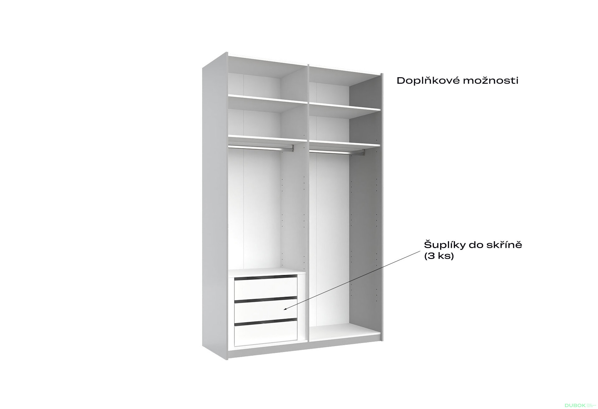 Obrázek 8 - Skříň s posuvnými dveřmi 1,5x2,4 m lesklá / zrcadlo Megy