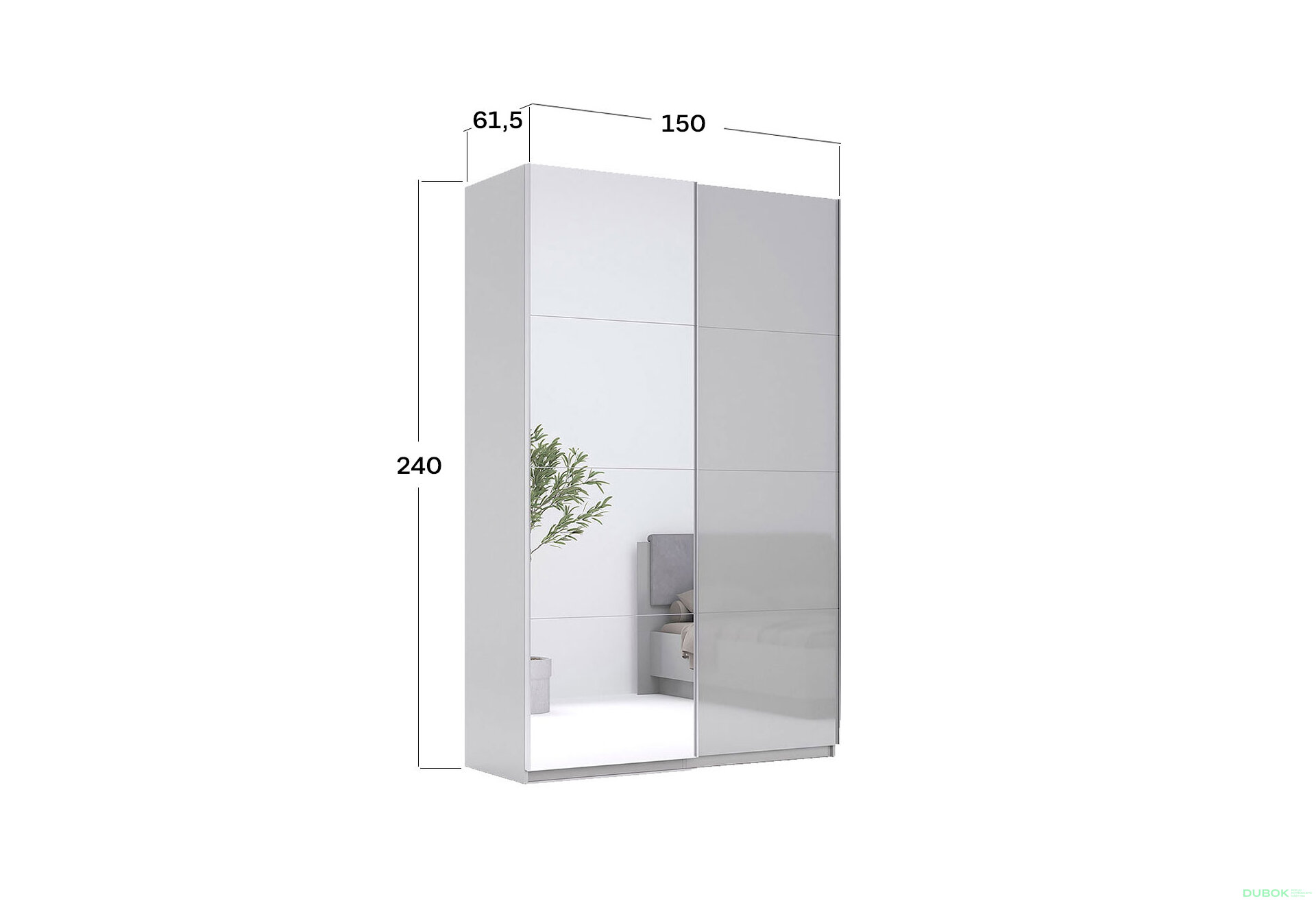 Obrázek 3 - Skříň s posuvnými dveřmi 1,5x2,4 m lesklá / zrcadlo Megy