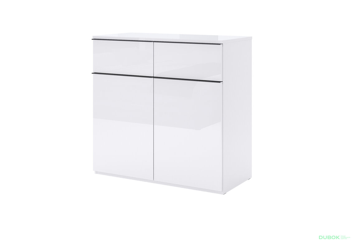 Komoda 2dv 2šx Bílý lesk Lucca