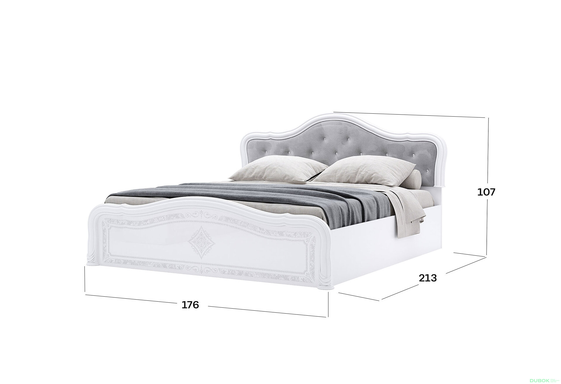 Obrázek 3 - Postel 160 Lux výklopná s roštem, bílý lesk Luiza
