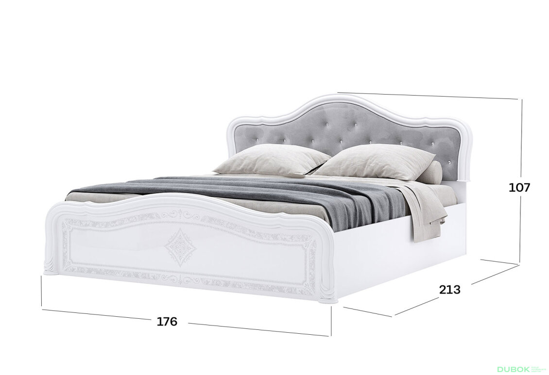 Obrázek 3 - Postel 160 Lux výklopná s roštem, bílý lesk Luiza