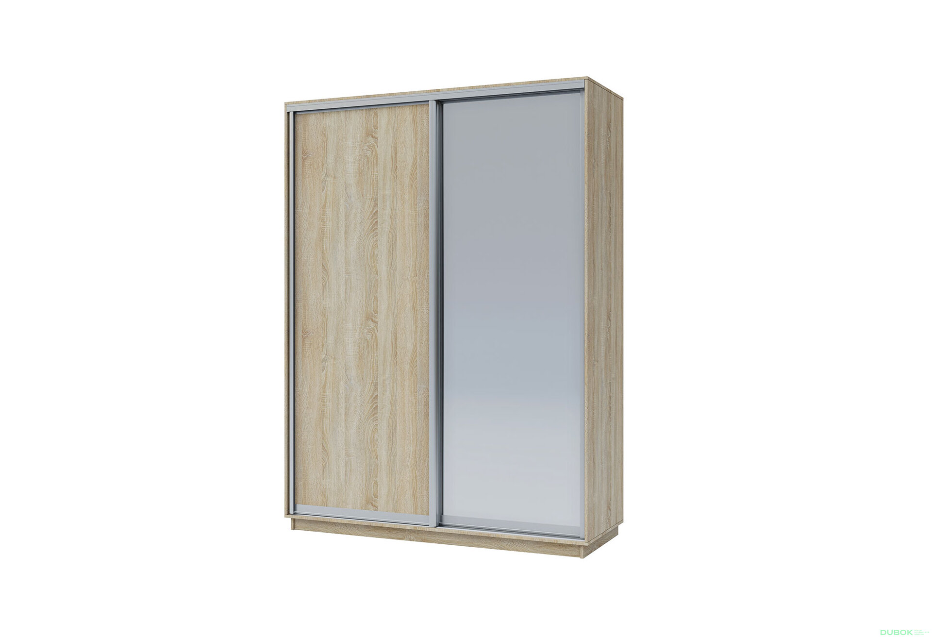 Obrázek 1 - Skříň 180x240x60 dub sonoma, 1 dřevotříska+1 zrcadlo, stříbrný profil
