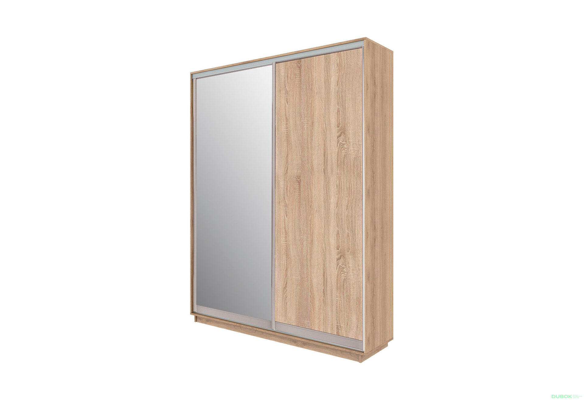 Obrázek 2 - Skříň 180x240x60 dub sonoma, 1 dřevotříska+1 zrcadlo, stříbrný profil