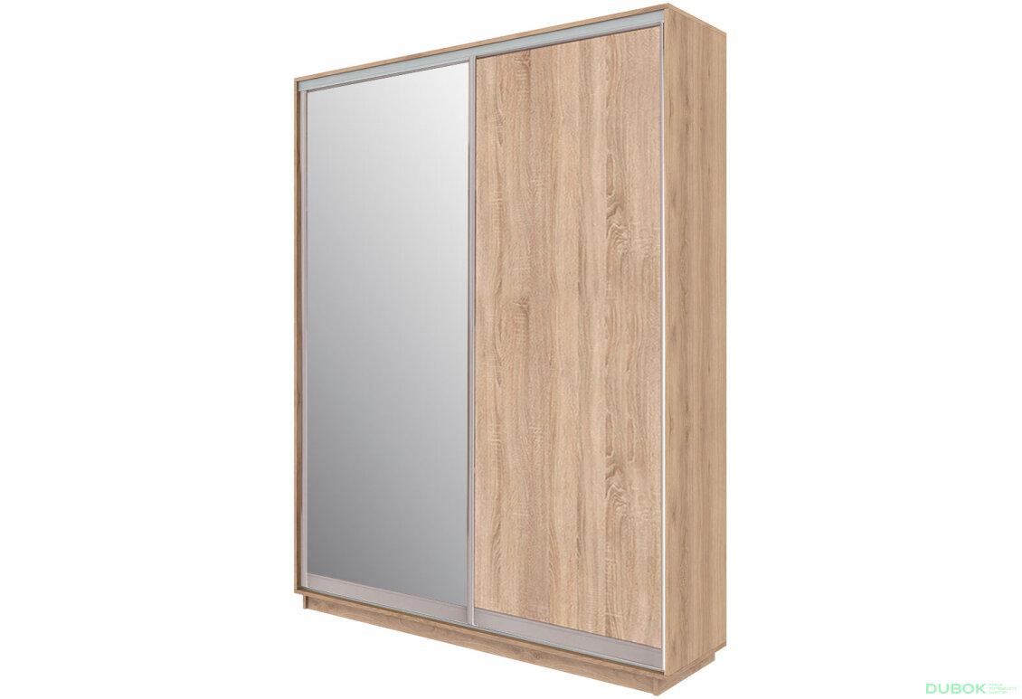 Obrázek 2 - Skříň 180x240x60 dub sonoma, 1 dřevotříska+1 zrcadlo, stříbrný profil