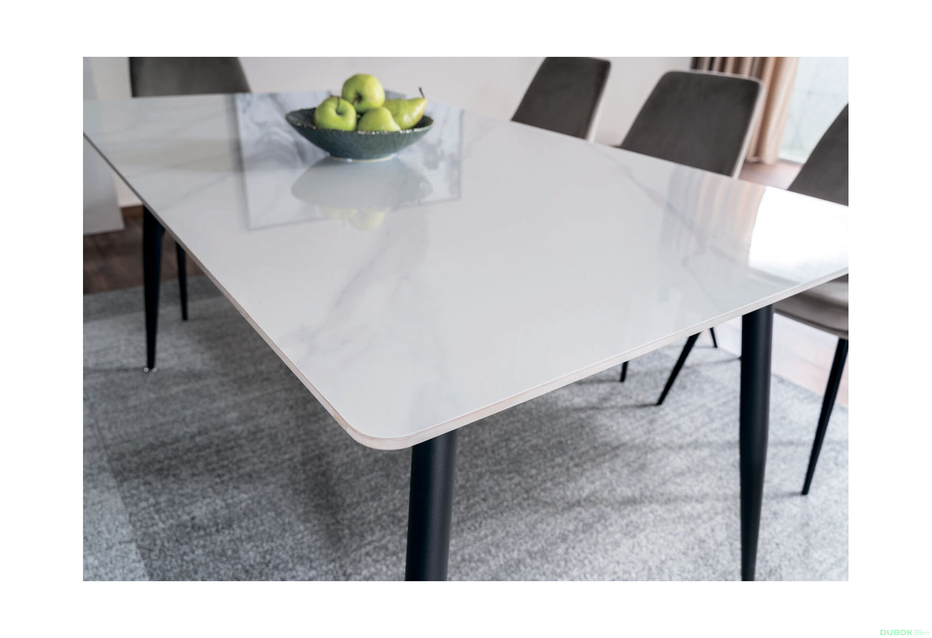 Obrázek 7 - Stůl Rion 160x90 mramorový efekt, bílý / černý mat