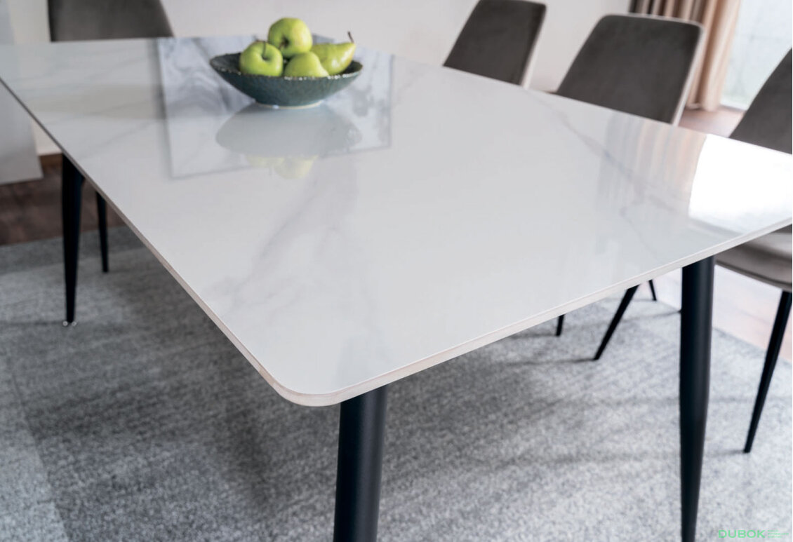 Obrázek 7 - Stůl Rion 160x90 mramorový efekt, bílý / černý mat