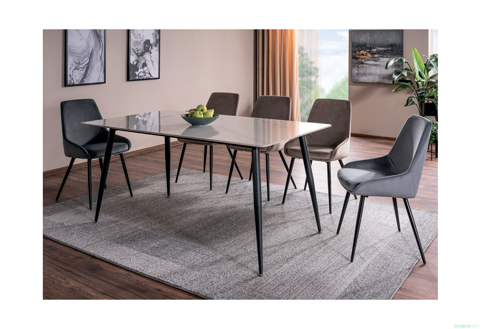 Obrázek 8 - Stůl Rion 160x90 mramorový efekt, bílý / černý mat