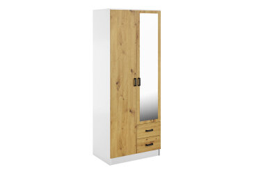 Skříň se zrcadlem 2D2S bílá / dub artisan Kami