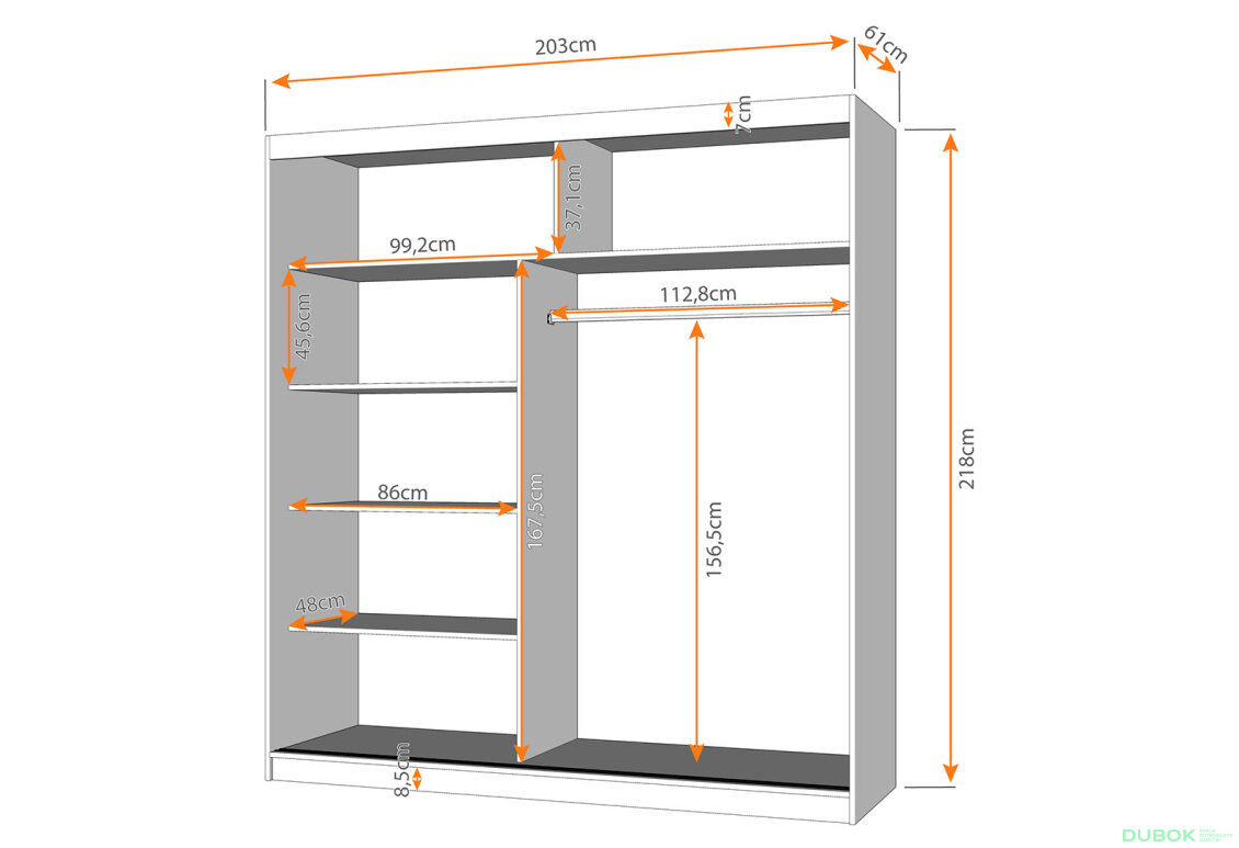 Obrázek 4 - Skříň Multi 32, 203 grafit + fasáda kathult + lacobel + zrcadlo