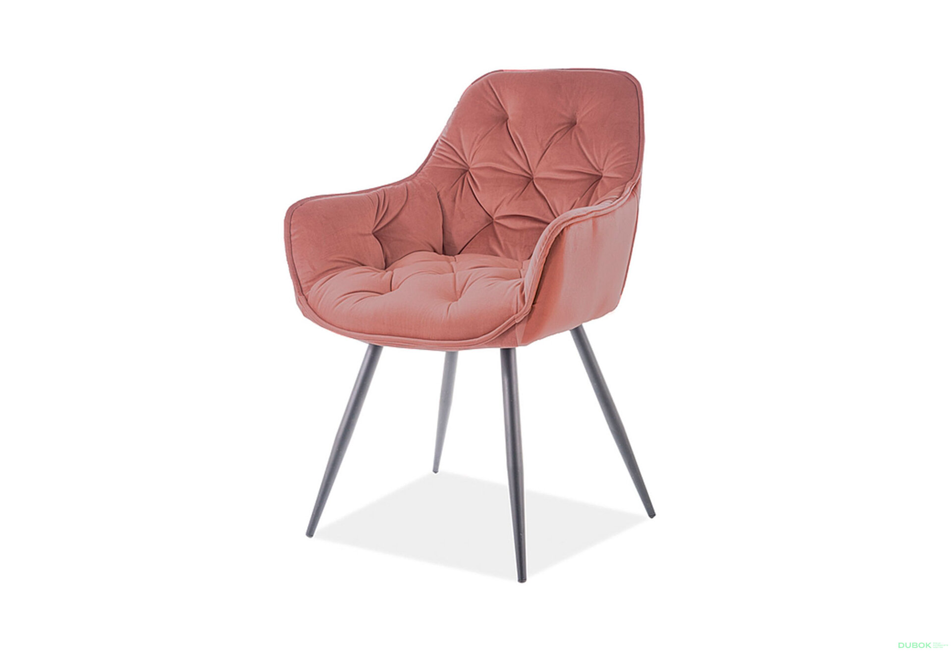 Obrázek 1 - Židle Cherry Matt Velvet starorůžová Bluvel 63, matná černá kov