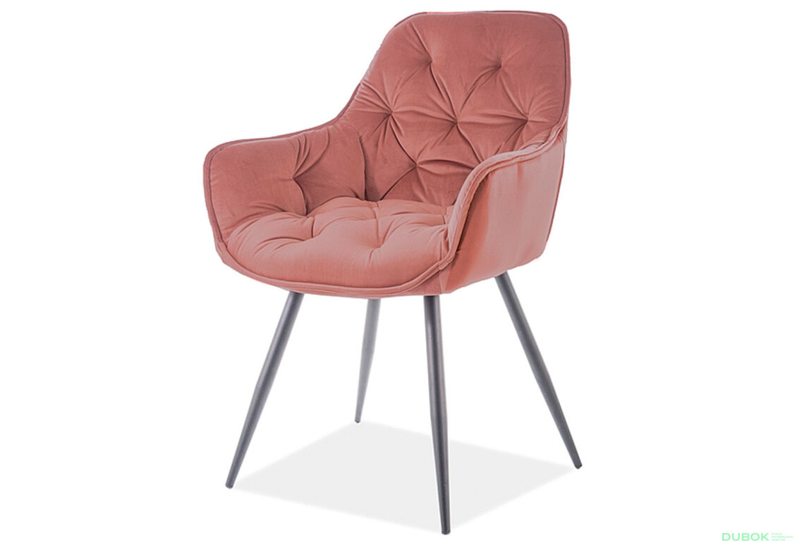 Židle Cherry Matt Velvet starorůžová Bluvel 63, matná černá kov