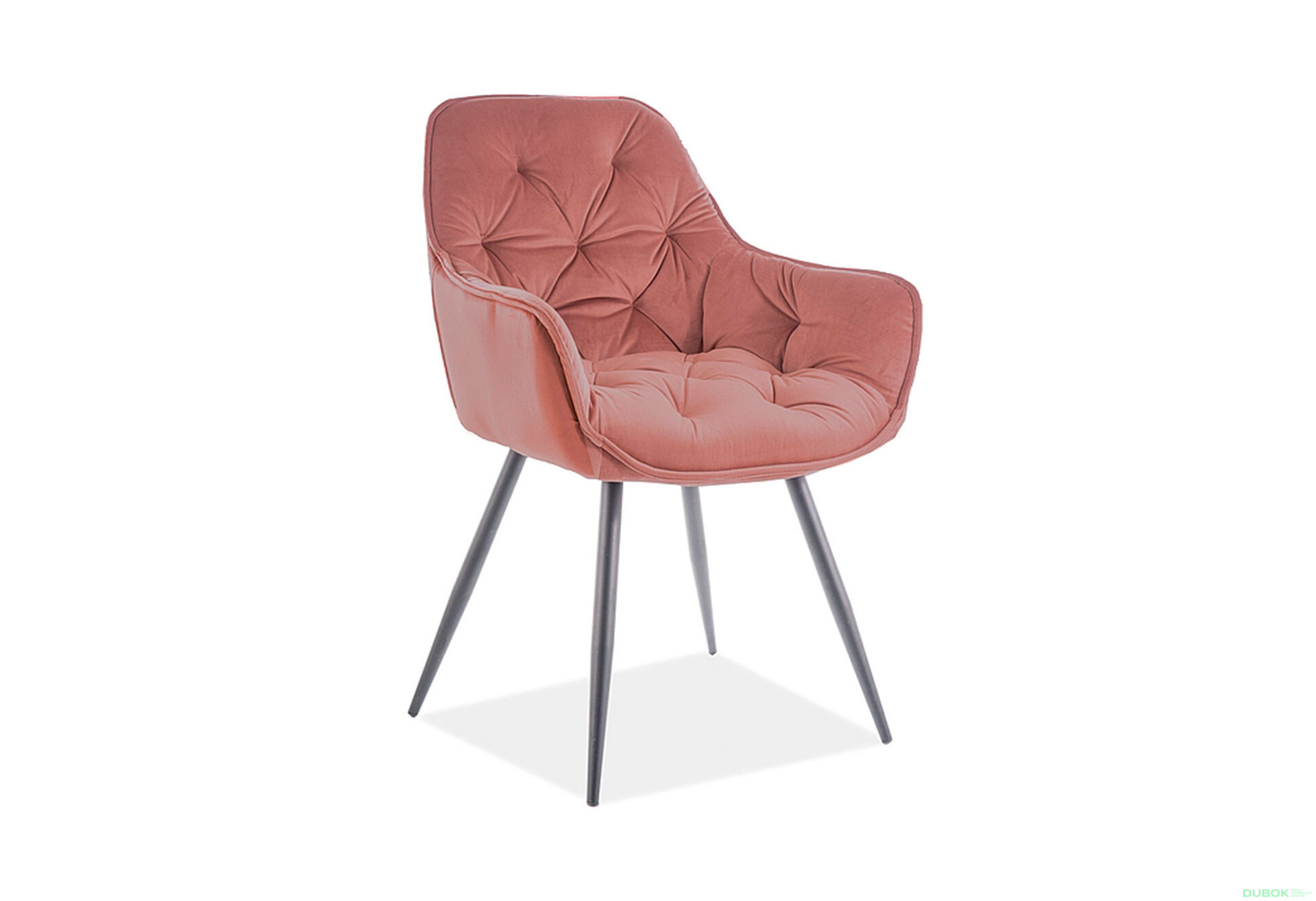 Obrázek 2 - Židle Cherry Matt Velvet starorůžová Bluvel 63, matná černá kov