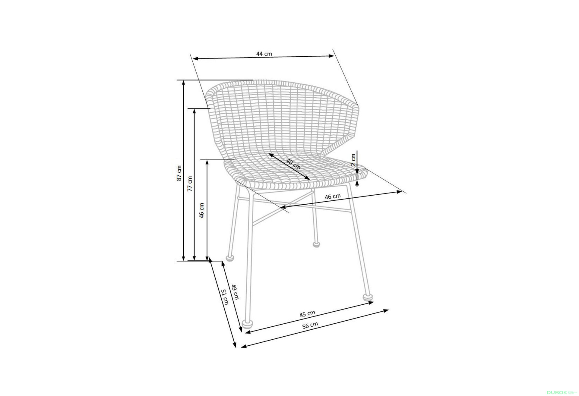 Obrázek 13 - Židle K407 černý kov / přírodní ratan