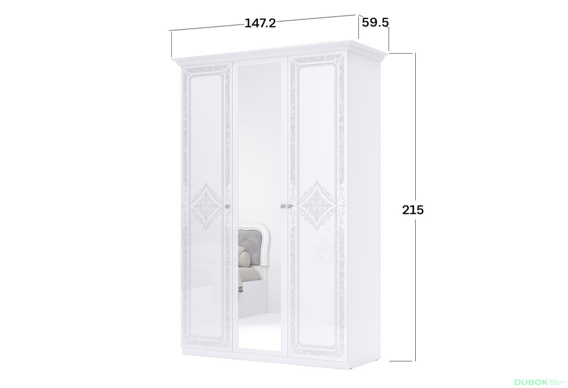 Obrázek 5 - Skříň 3D (se zrcadlem), série N, bílý lesk Luiza
